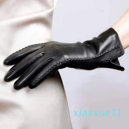 luxury- 2021 new Elegant Women Leather Gloves Autumn And Winter Thermal Hot Trendy Female Glove Plus fluff