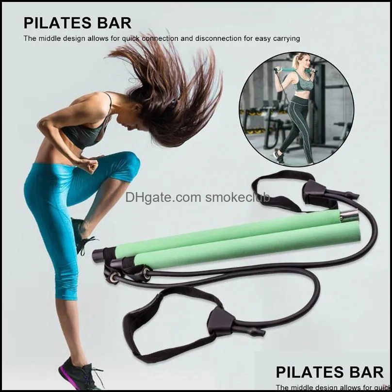 Resistance Bands Pilates Bar Fitness Gym Exerciser Band Home Total Body Workout Building Puller Yoga Rope