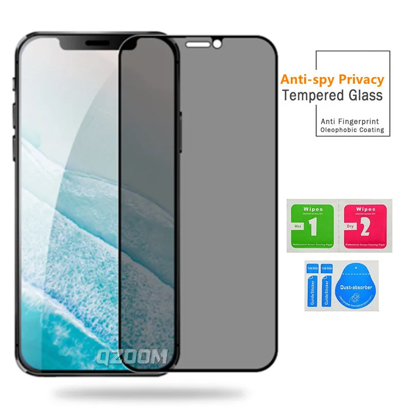 Protecteur d'écran de téléphone en verre trempé anti-espion de confidentialité, dureté 9H pour iPhone 13 13Pro 12 11 Pro Max XR XS X 8 7 Plus, vente en gros d'usine