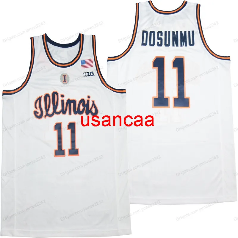 Ayo Dosunmu Illinois vechten tegen Illini College Basketball Jersey Men's All genaaide witte maat S-XXXL