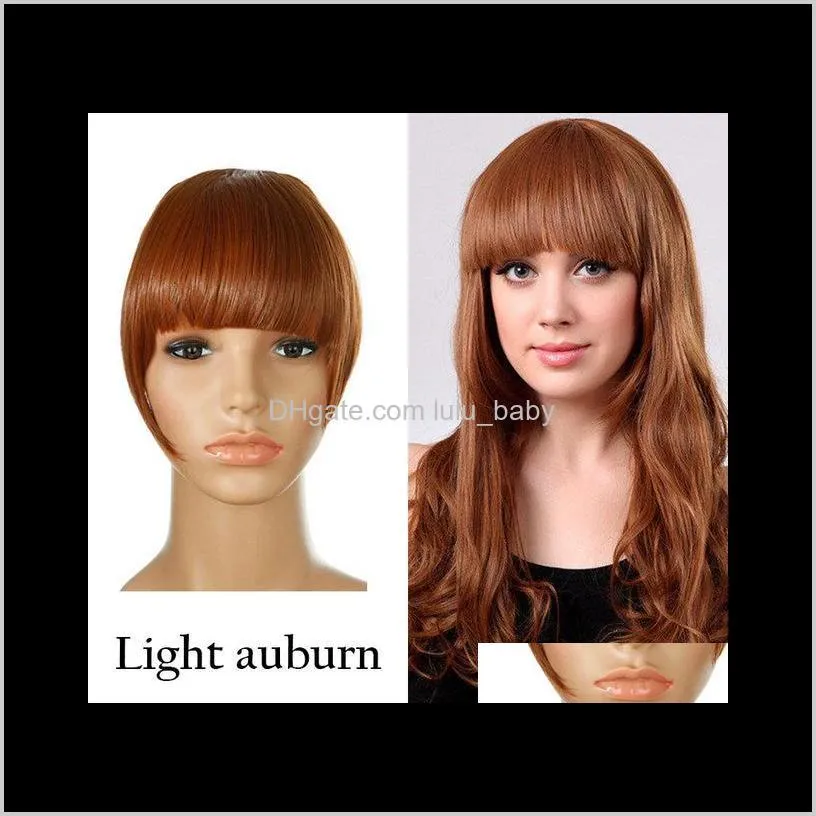 8inches short front neat bangs clip in bang fringe hair extensions straight synthetic natural human hair extension bangs