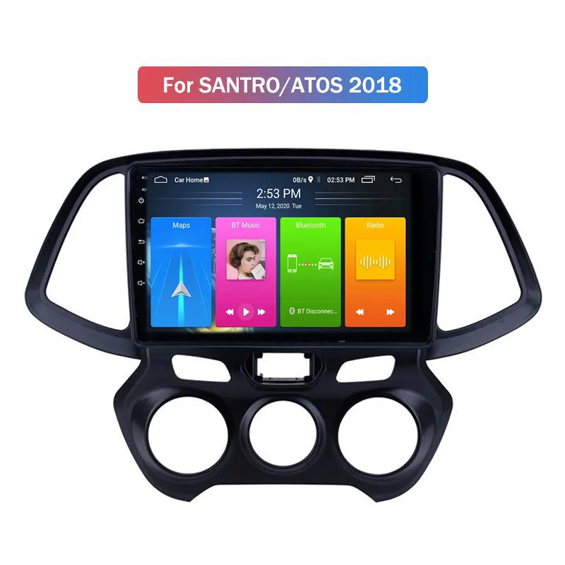 Çift 2Din 2 + 32g Octa Çekirdekli Android 10 Araba DVD Oynatıcı Hyundai Santro / ATOS 2018-2021 Radyo Wifi Multimedya Ile