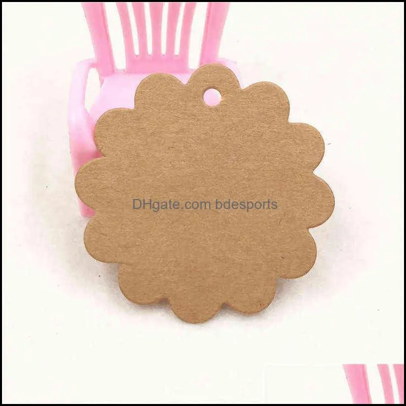 100Pcs Handmade Kraft Paper Lace Round Type Label Blank Card Gift For Wedding Decoration Tag Candy Birthday Party Tags 6*6cm Y1230