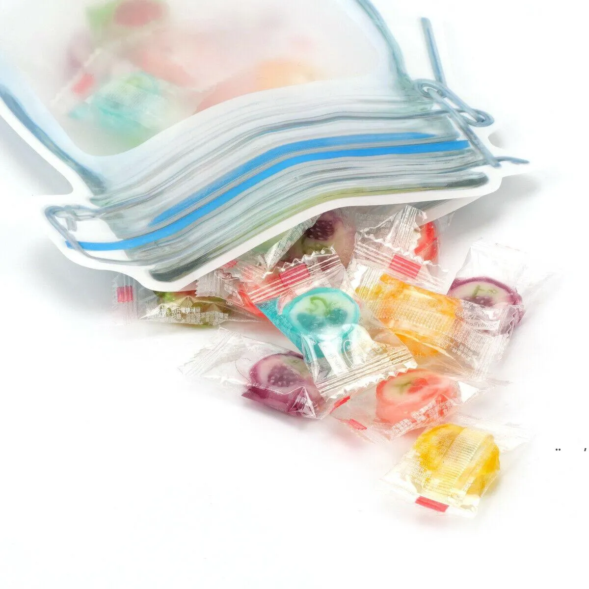 new Food Storage Bags Mason Jar Shape Reusable Snacks Cookie condiment Zipper Seal Leak-proof Organizer Plastic for Travel EWE7277