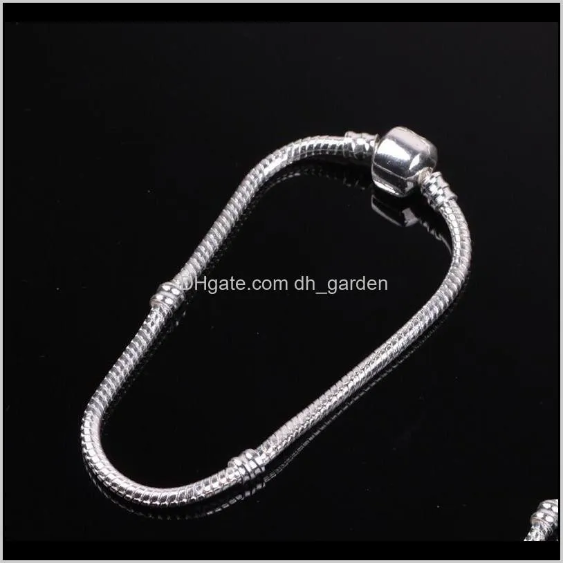 couqcy popular style antique silver color snap clasp snake chain charm fit women bracelet men bangle european diy origina beads1