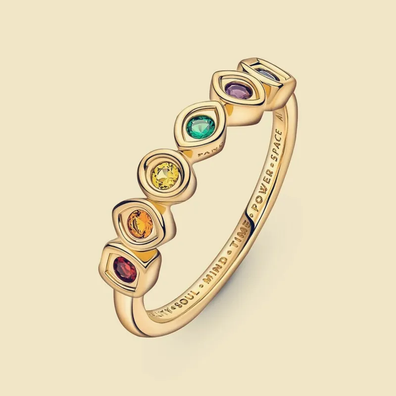 Joyas estéticas Pandora Mavel Infinity Stones Anillos para mujeres hombres pareja juegos de anillos de dedo con caja de logotipo regalos de cumpleaños 160779C01