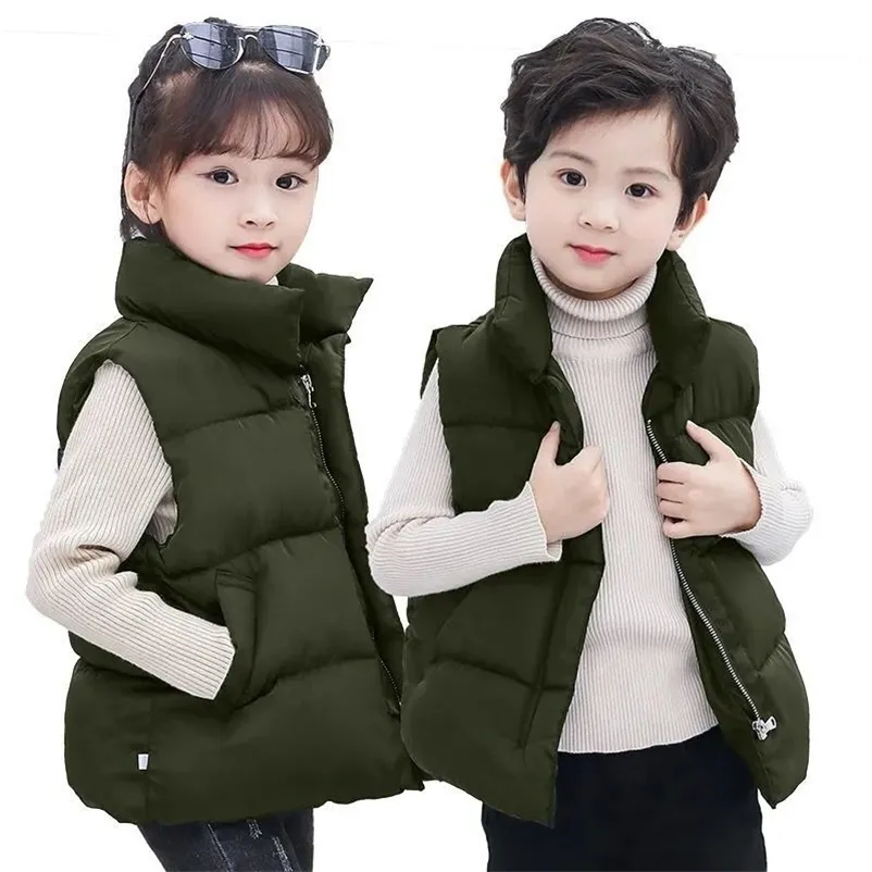 4-12 ans enfants chaud gilet veste manteau automne enfants garçon filles vers le bas vêtements d'hiver adolescent vêtements manteaux gilets 211203