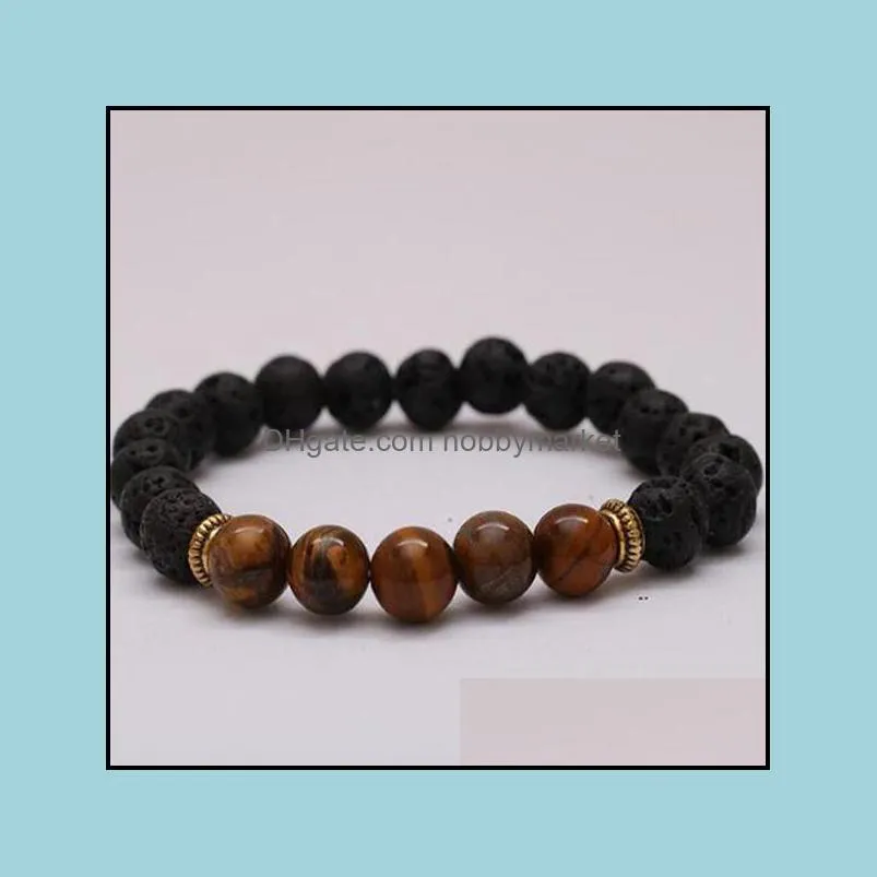 7 Chakra Bracelet Man Black Matte Lava Healing Balance Beads Reiki Buddha Prayer Natural Stone Yoga Bracelet For Women