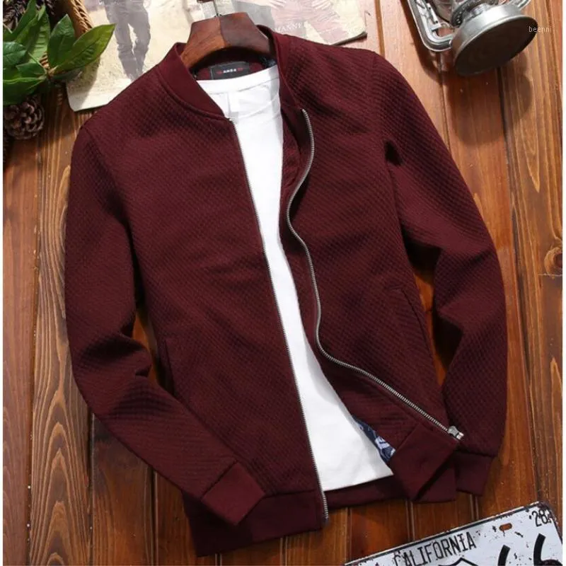 Men's Jackets 2021 Veste Men Zipper Jacket Casual Autumn Trend White Fashion Coats Brand Clothing Clothes Red Wine Black