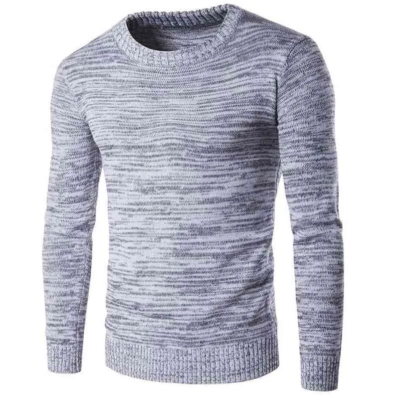 Winter Trui Heren Male Casual Round Neck Slim Fit Pullover Fall Cotton Blends Keep Warm Knitted Sweater for Teens Manteaux Homme 210604