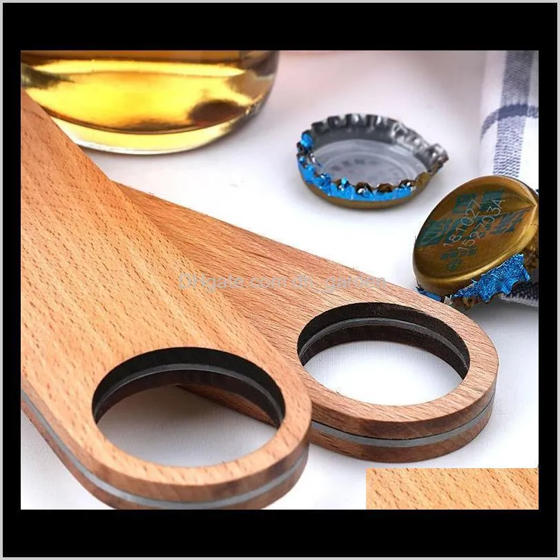 big wood handle bartender bottle opener wine beer soda glass cap openers kitchen bar tools factory wholesale sn2533