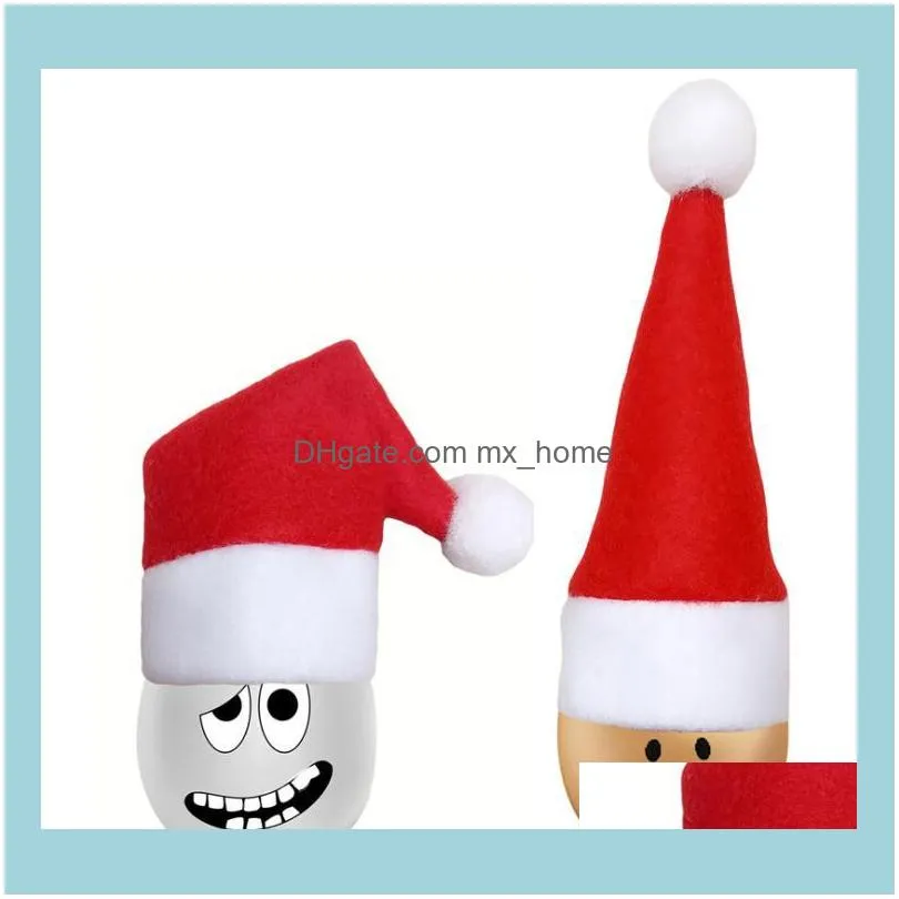 Christmas Mini Santa Hat Christmas Pocket Fork Knife Cutlery Holder Xmas Tableware Organzier Mini New Year Hats Christmas Decoration