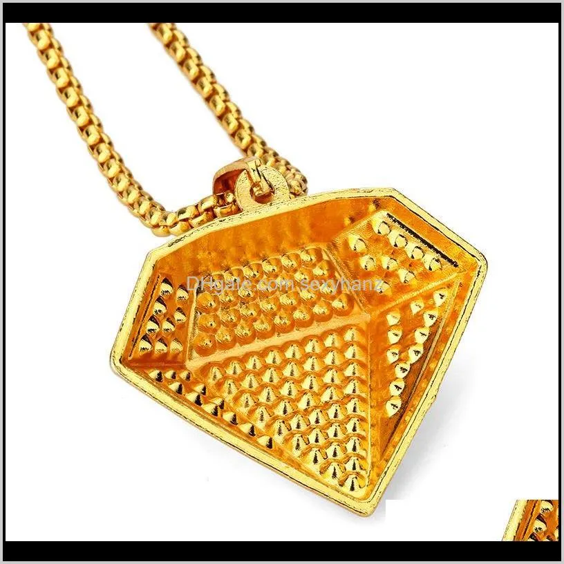 Trendy Men Pendant Necklaces Fashion Full Rhinestone 18k Gold Plated Long Chains Rock Hip Hop Jewelry Filling Pieces Male Punk Necklace For Mens