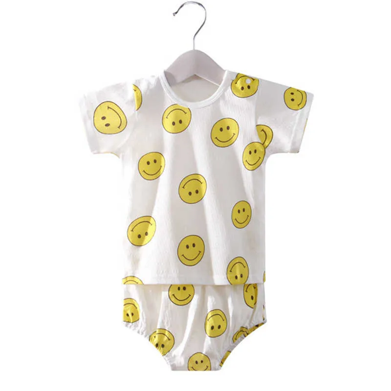 Bebek Kısa Kollu Pijama Giyim Yaz Toddler Kıyafetler Bebek Pijama Setleri için Setleri Çocuk Erkek Kız Pijama Pamuk Giysileri 210908