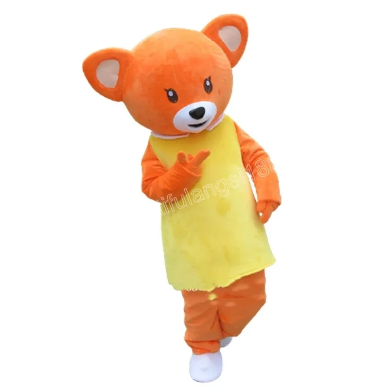Costume de mascotte d'ours orange d'Halloween de haute qualité dessin animé en peluche animal thème personnage d'anime taille adulte déguisement de carnaval de noël