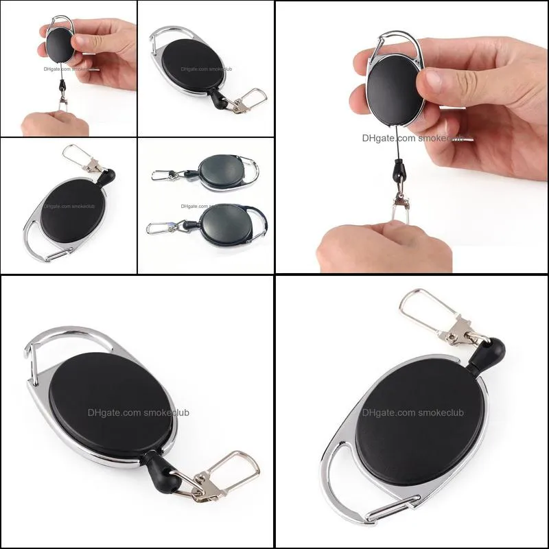 Retractable Pull Badge Reel Zinc Alloy ABS Plastic ID Lanyard Name Tag Card Badge Holder Reels Recoil Belt Key Ring Chain Clips