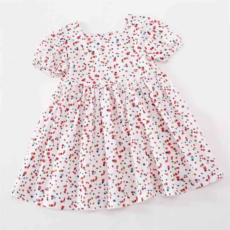 Summer Dresses Star Pattern Princess Kids Clothing Girls Clothes Baby Girl For Holiday 210528