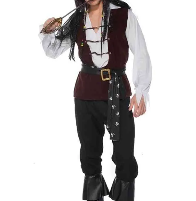 amour 2021 perle uniforme adulte mâle Pirate Costume Pirate Costume Halloween jeu de rôle Costume yw303V