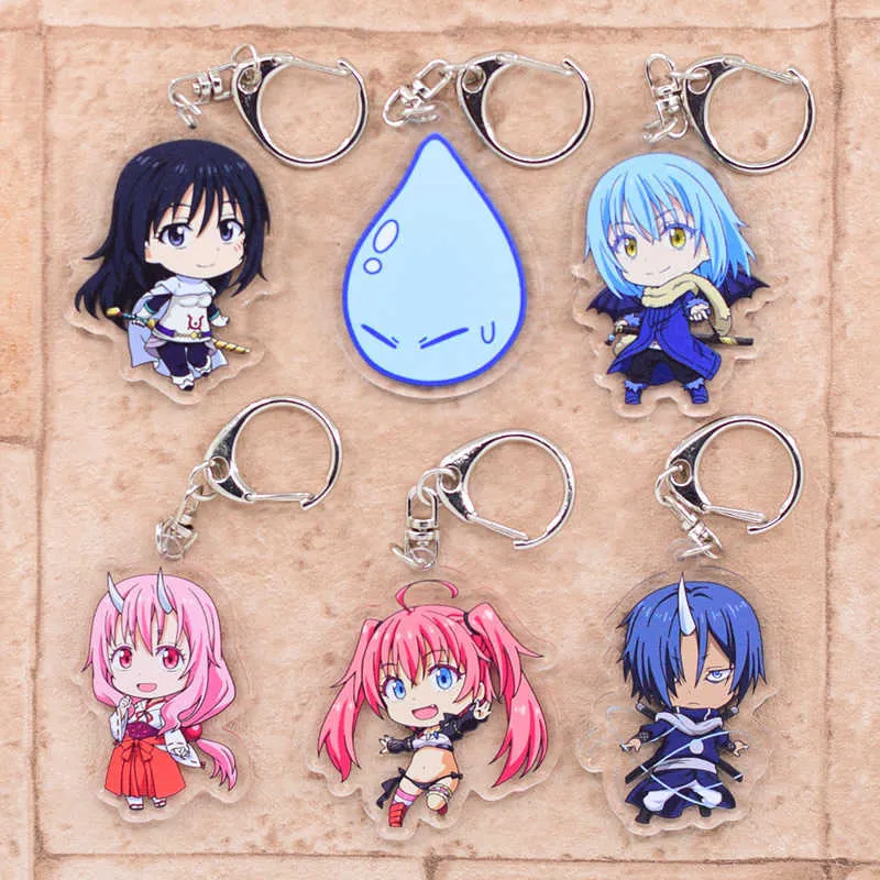 Naquela época eu fui reencarnado como um lodo chaveiro duplo face acrílico desenhos animados chaveiro pingente de anime acessórios de anime keyring g1019