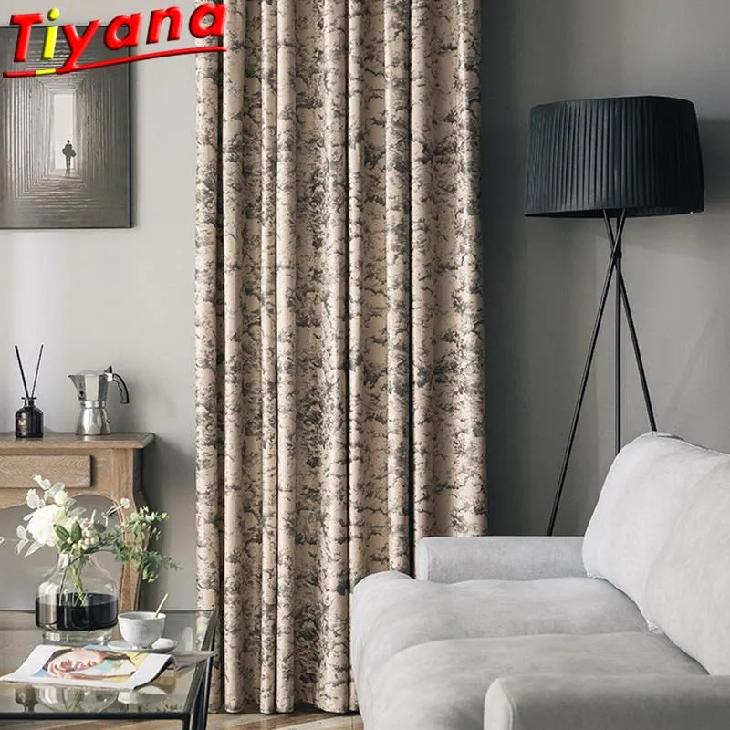 Curtain & Drapes Avant-garde Fashion Bronzing Art Curtains For Living Room Luxury Velvet Coffee Abstract Pattern Blackout Panels #VT