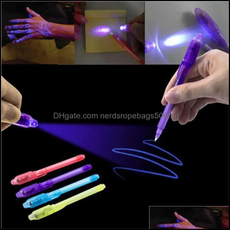 Magic 2 In 1 UV Graffiti Black Light Combo Creative Stationery Invisible Ink Pen Marker pen Highlighter Office For Kids Gifts