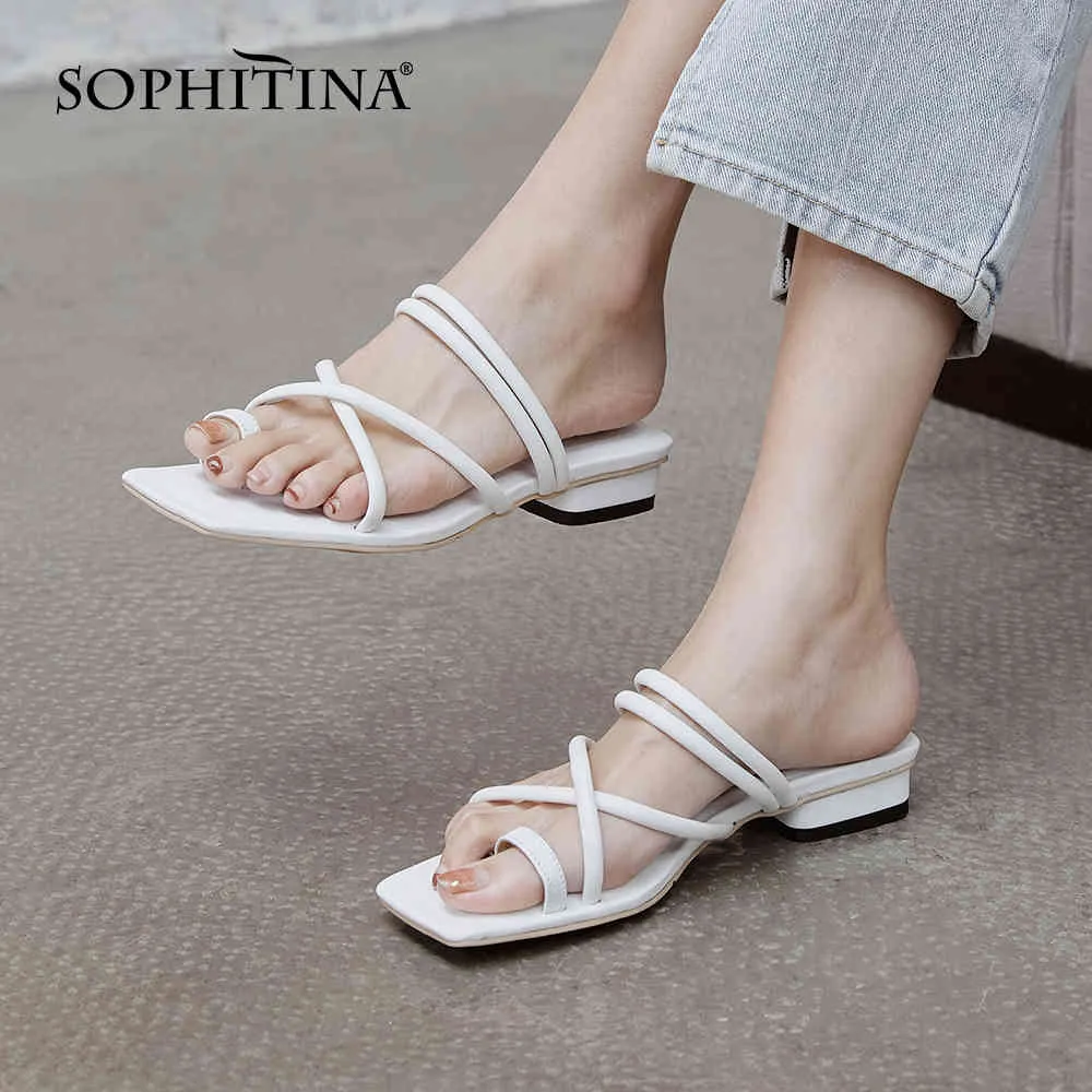 Sophitina Femmes Slis Sandales Sandales Deux-Port Style Low Heel Croix Strappy Flip FLOP FLOPS SUPÉRIEURE EN PRODUIT EN PROPOSIRE PO 645 210513