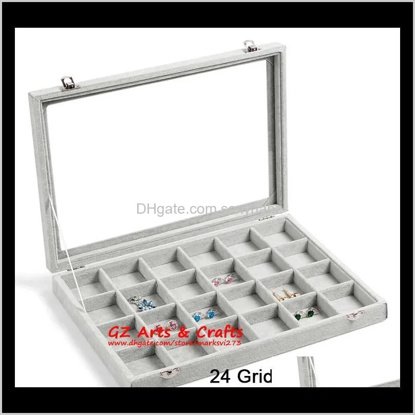 ice gray velvet jewelry tray glass lid jewelry boxes ring tray necklace earrings bracelets loose beads jewelry display stand