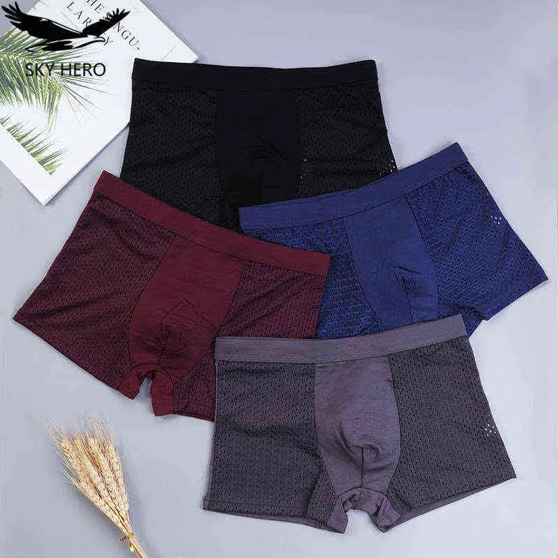 4pcs/lot Men's Panties Underwear Boxers Male Shorts Underpants Slip Man Sexy Pouch Classic Trunks Summer 4xl 5xl 6xl 7xl 8xl H1214