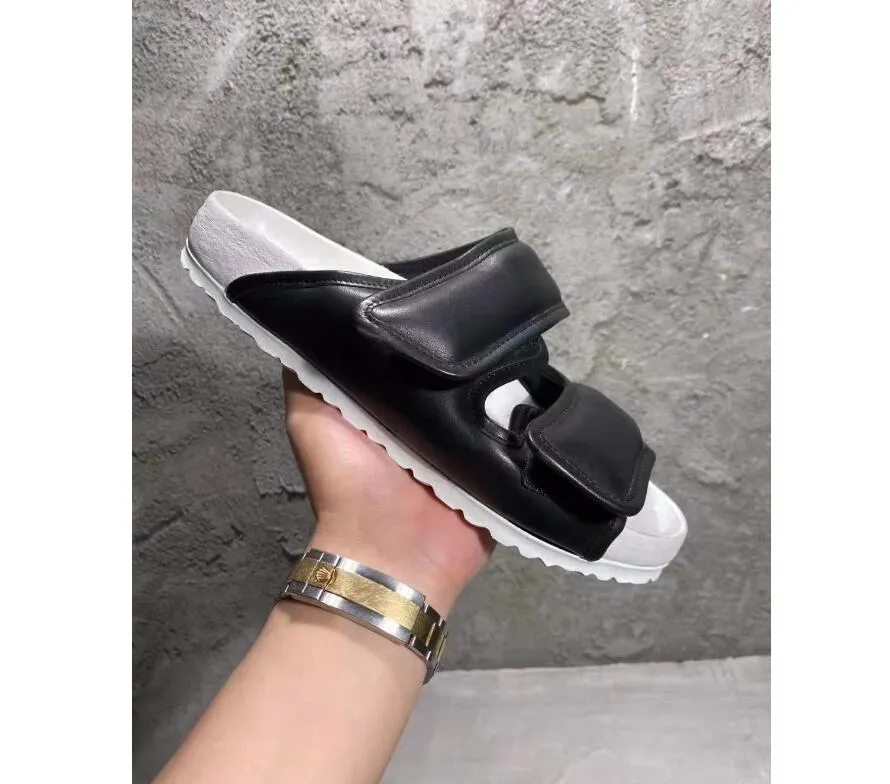 Sandals men`s summer European and American The first layer of calfskin shoe uppers  adjustable elastic rubber foamed soles shoe