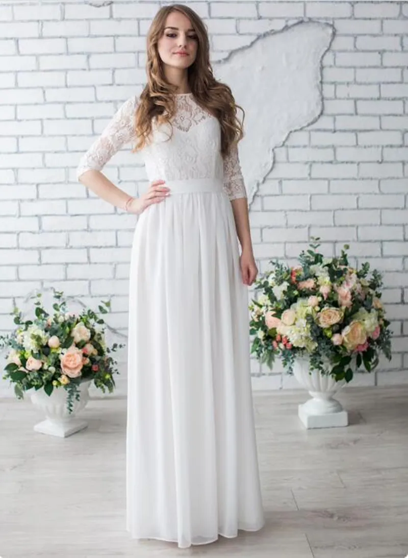 2022 Lace Half Sleeve Chiffon Bridesmaid Dress Ivory... From Babynice888,  $181.25 | DHgate.Com