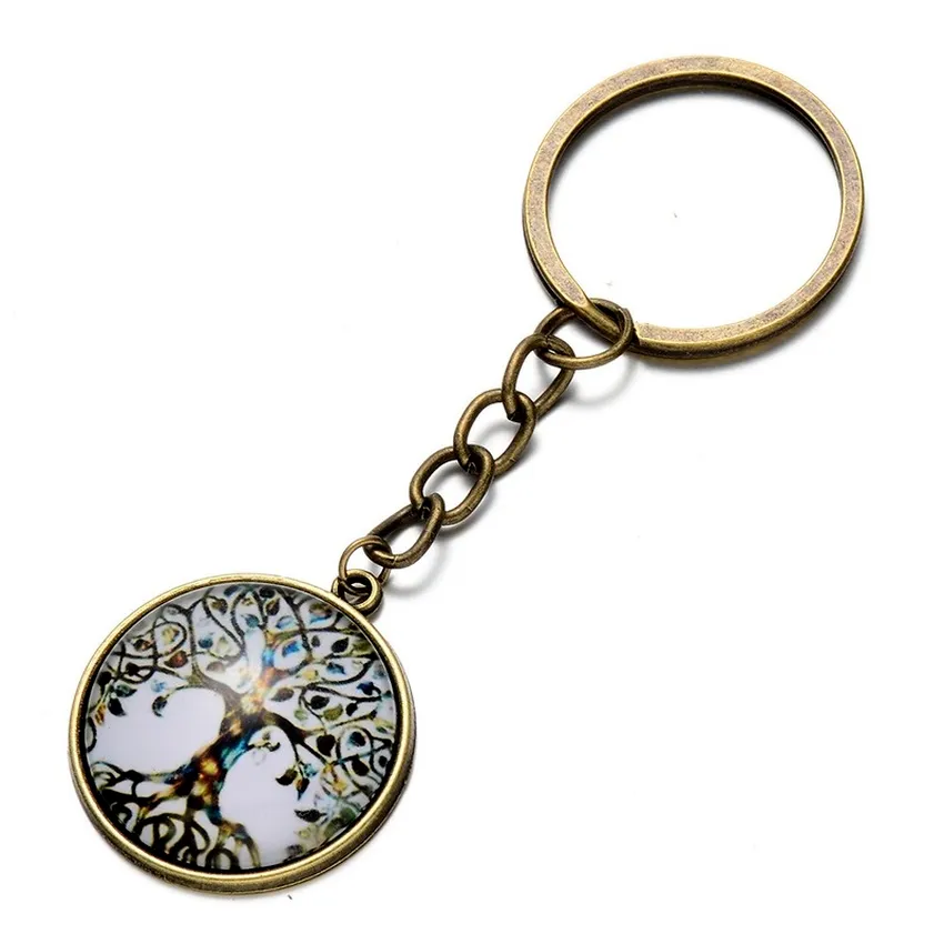 Atualize a troca de vidro da planta de vidro Cabochon Key Ring Metal Charm Keychain Bag Hangs Fashion Jewelry Will and Sandy