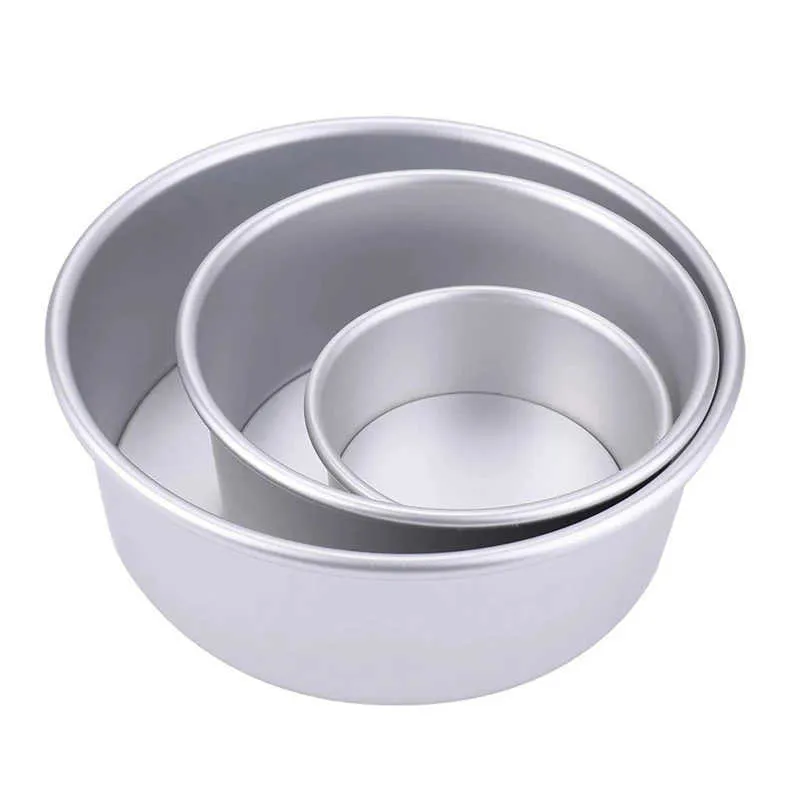 3 Tiered Round Cake Pan Mold Set Aluminum Alloy Non Stick 4/6/8 Inch
