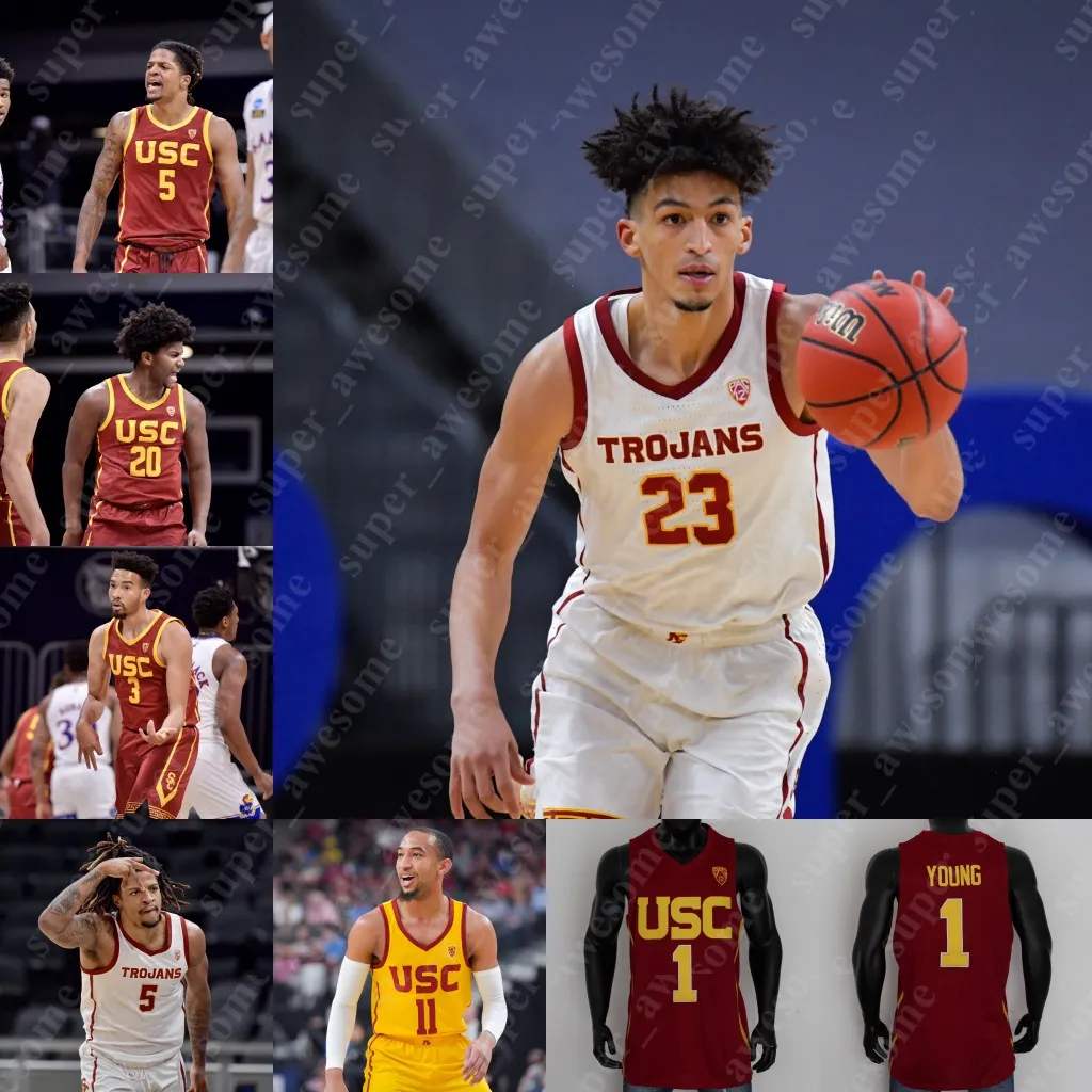 NCAA USC Trojans Basketball Jersey 6 Бронни Джеймс -младший Эван Мобли Буги Эллис Исаия Мобли Дрю Петерсон Бубакар Кулибали Макс