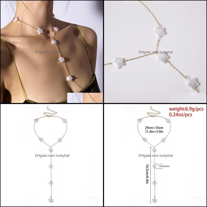 Imitation Pearl Star Long Chains Tassel Pendant Choker Necklace For Women Collier Collar Fashion Boho Jewelry