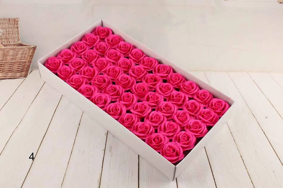 New Year Soap Flower 6cm Artificial Roses High Grade Box-packed Romantic Valentine`s Day Gift Wedding Flowers Free ship