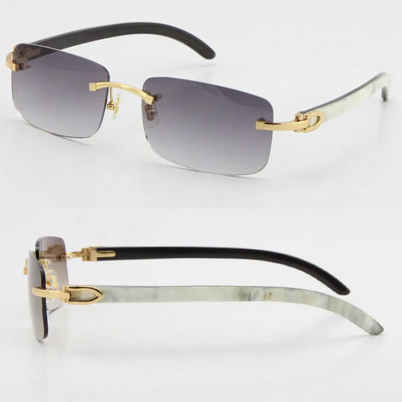 Vente en gros Style 8200757 lunettes de soleil originales véritables rayures verticales noires et blanches naturelles corne de buffle sans monture 8200758 hommes femmes lunettes unisexe