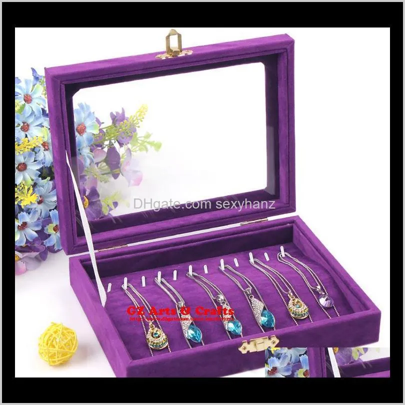 quality jewelry tray with glass lid bracelet holder pendant necklace tray jewelry display storage box jewelry organizer