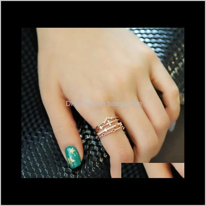 jewelry zircon hollow rings four layer hollow out open wide rings for women hot fashion free of shipping