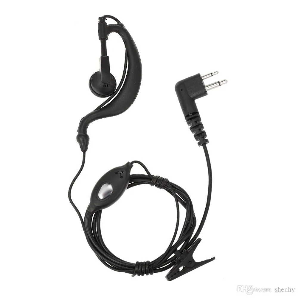 2 stift öronhuvudet PTT med mikrofon Walkie Talkie Ear Hook Interphone hörlurar för Baofeng UV5R Plus BF-888S UM K / M-kontakt