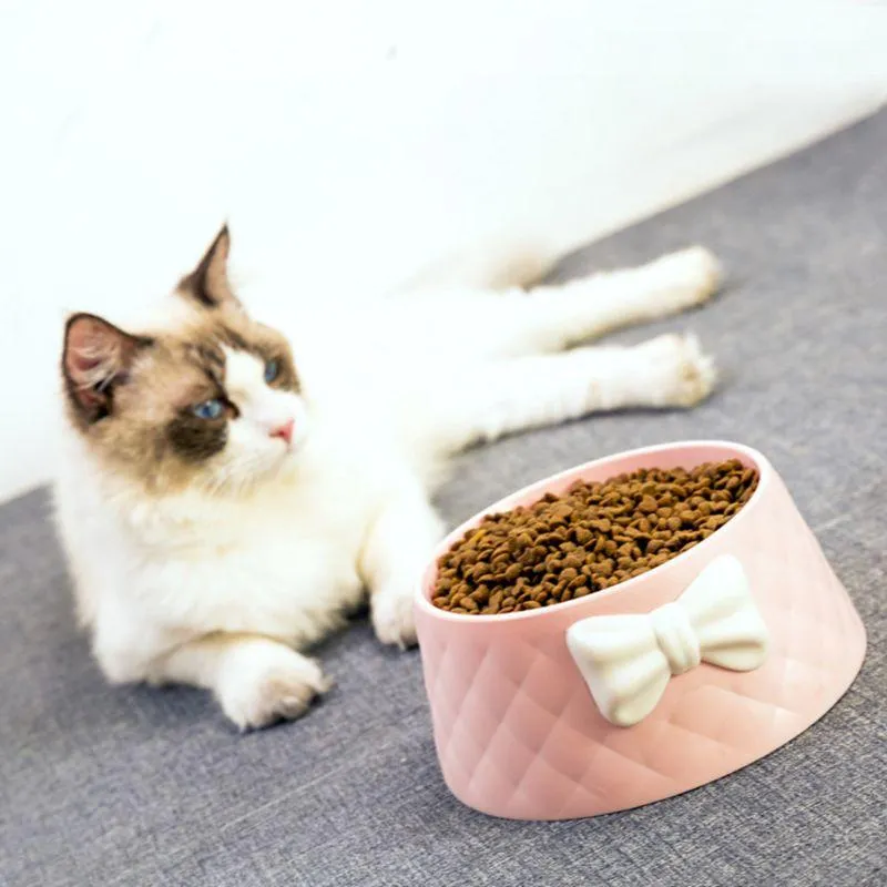 Personalised Cat Feeding Bowls Small Dog Bowl And Cats Food Rhombus Texture Bow Knot Candy Color Cute Pet Feeder From Suiheren 7.72 DHgate.Com