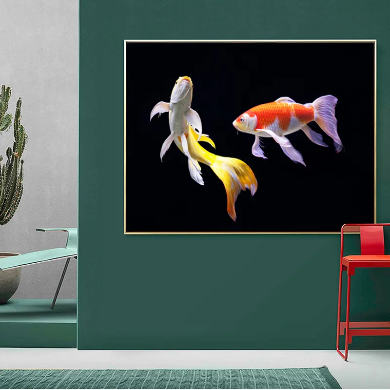 Décoration Murale En Verre - Impression Poisson Orange - Modèle Unique - Taille Au Choix