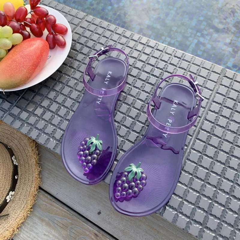 Women fruit flip flops stitching clear looking ladies sandals comfortable skidproof holiday beach shoes girls z706