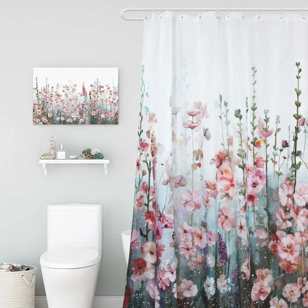 Cortinas De Ducha Florales: Juego De Cortinas De Baño De Tela Impermeable  Con Ganchos, Blanco, Rosa, Gris, Morado, 72x72 De 14,93 € | DHgate, image size:1000x1000