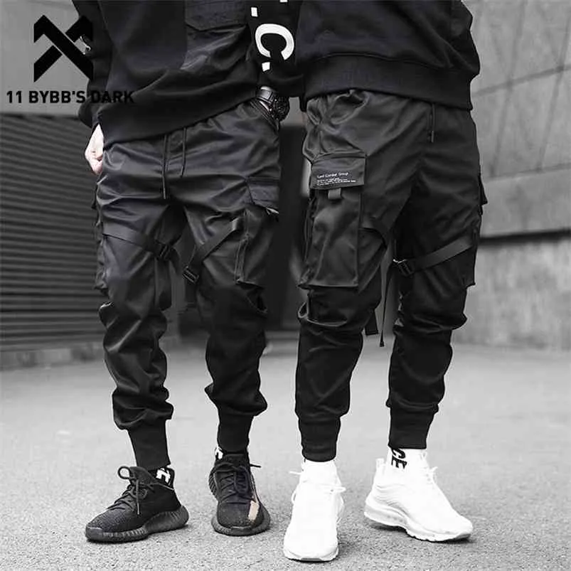 11 BYBB'S DARK Men Joggers Pants Multi-pocket Elastic Waist Harem Hip Hop Streetwear Sweatpants Pencil Techwear 210715