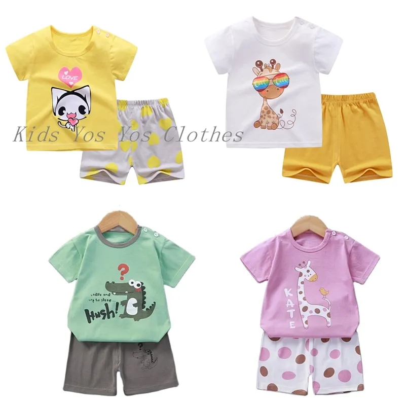 Pigiama per bambini 2 pezzi Set Cartoon Sleepwear Neonate Vestiti Tuta da notte Pigiama estivo in cotone Infantil Ragazzi Pigiama Bambini 210915