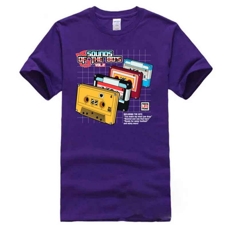 Tops Shirt Clothing Shirt Sounds_ot_the_80s_Vol.2_10013 Summer/Autumn All Cotton Crew Neck Man T Shirts Personalized Discount Sounds_ot_the_80s_Vol.2_10013 purple