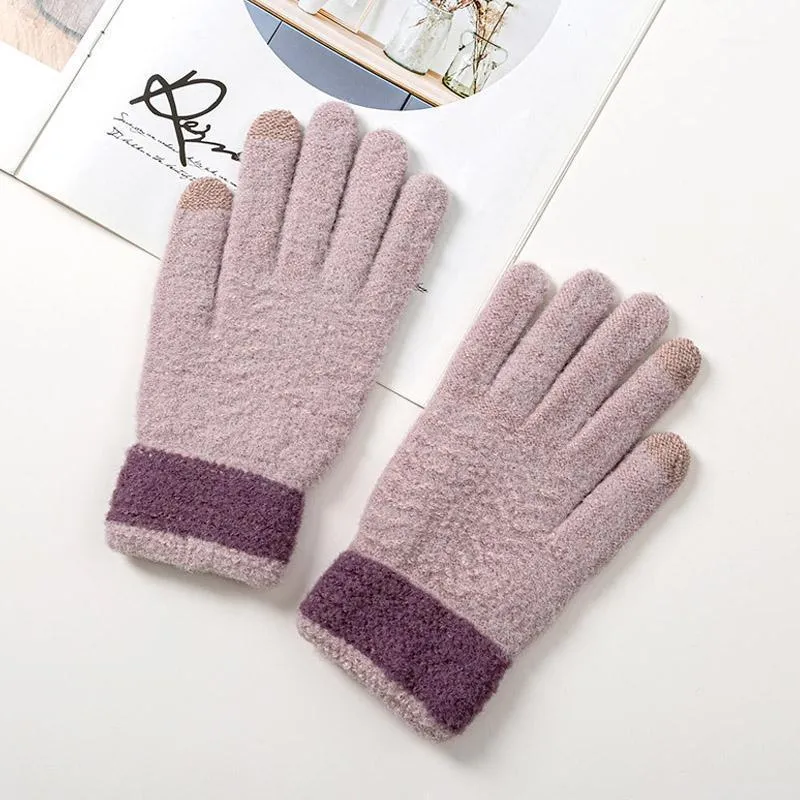 Mode Vinter Kvinnors handskar Stickad högkvalitativ pekskärm Tjock varmt fullfinger Kvinna Utomhus Ladies Mittens1