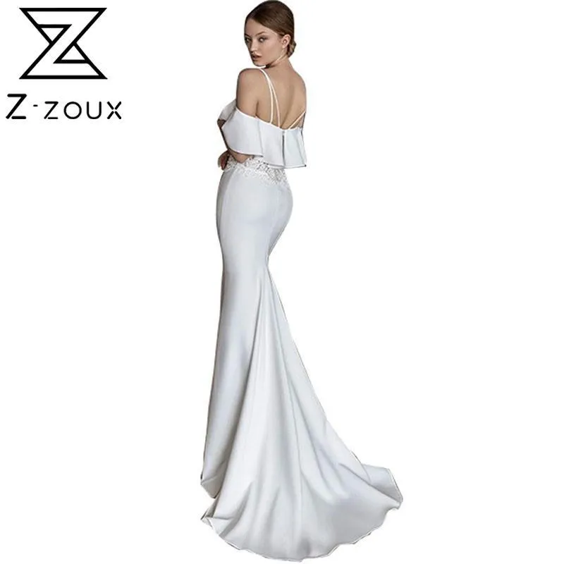 slash neck backless dress Elegant Boat Neck Backless Mermaid Hem Lace Maxi Wedding Dress – Elonnashop main image 0