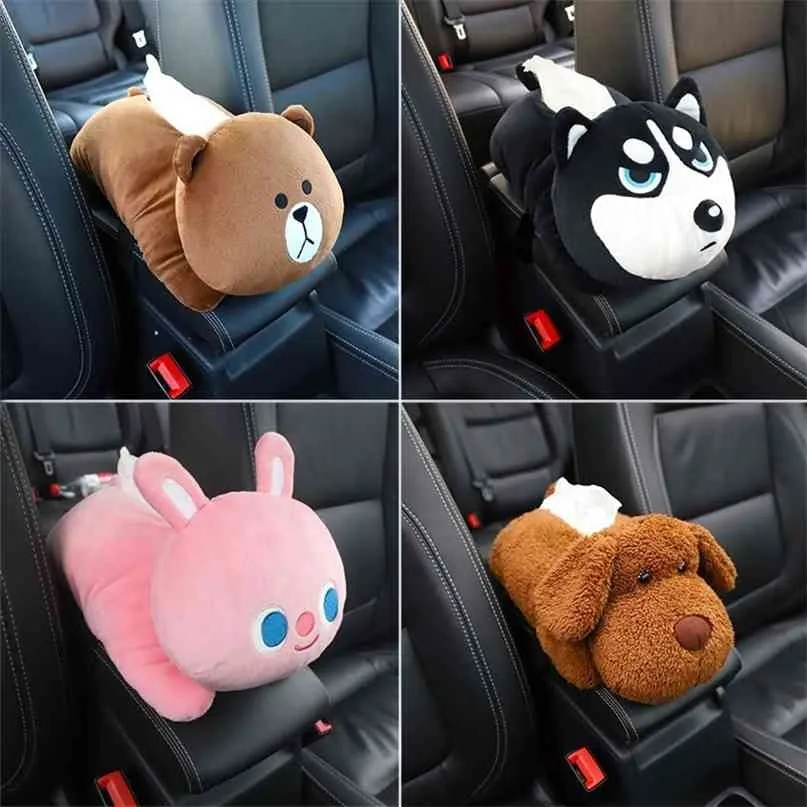 Hochwertige Universal Car Armlrenest Box Tissue Creative Toon Cute Interior Products Accessoires 210818