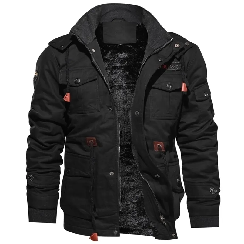 Jaqueta Homens Espessos Militares Militares Bomber Jaquetas Táticas Mens Outwear Fleece Respirável Com Capuz Windbreaker Casacos 5XL Roupas 211023